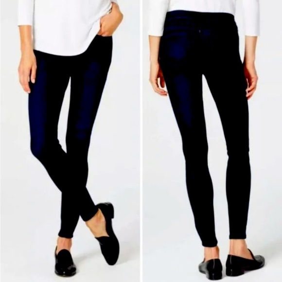 J Jill Sz 8 Black Denim Premium Flex High Rise Legging Jean Cotton Poly Spandex - Picture 1 of 8